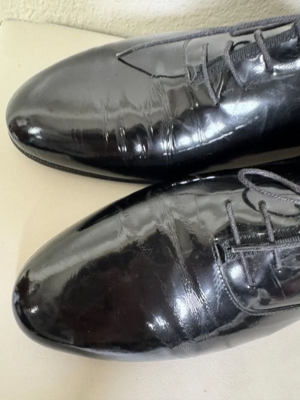 Salvatore Ferragamo Mens Black Patent Leather Oxford Dress Shoes Size 11 D Italy